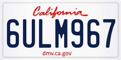 CA license plate 6ULM967