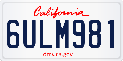 CA license plate 6ULM981