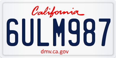 CA license plate 6ULM987