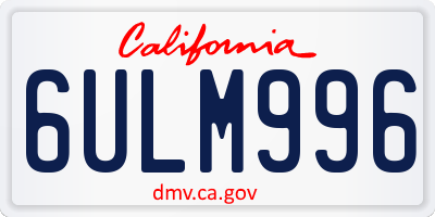 CA license plate 6ULM996