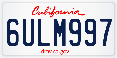 CA license plate 6ULM997