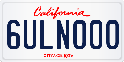 CA license plate 6ULN000