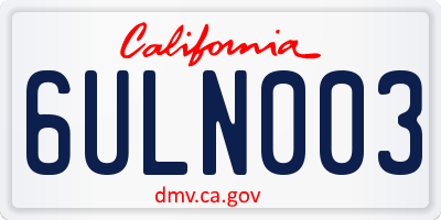 CA license plate 6ULN003