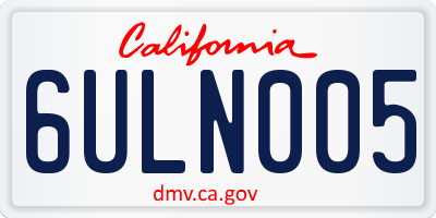 CA license plate 6ULN005
