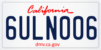 CA license plate 6ULN006
