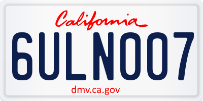CA license plate 6ULN007