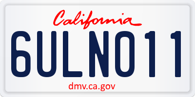 CA license plate 6ULN011