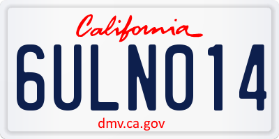 CA license plate 6ULN014