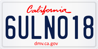 CA license plate 6ULN018