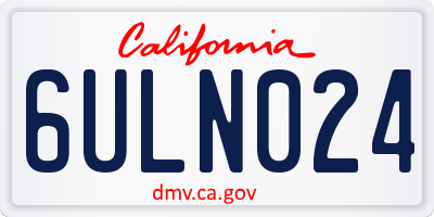 CA license plate 6ULN024