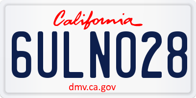 CA license plate 6ULN028