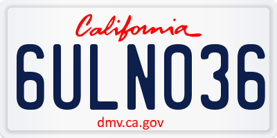 CA license plate 6ULN036