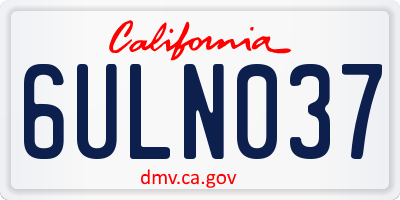 CA license plate 6ULN037