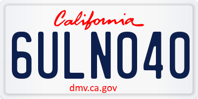 CA license plate 6ULN040
