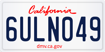 CA license plate 6ULN049