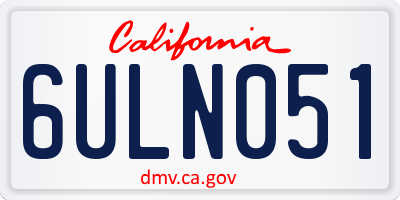 CA license plate 6ULN051