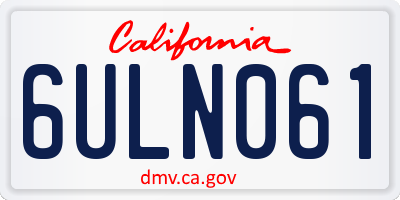 CA license plate 6ULN061
