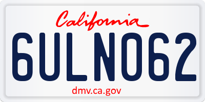 CA license plate 6ULN062
