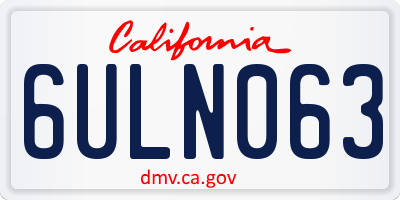 CA license plate 6ULN063