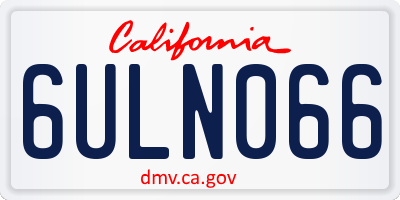 CA license plate 6ULN066