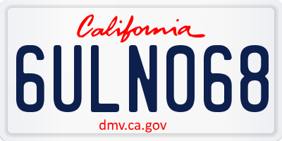 CA license plate 6ULN068