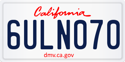 CA license plate 6ULN070