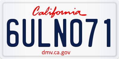 CA license plate 6ULN071