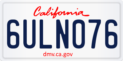 CA license plate 6ULN076