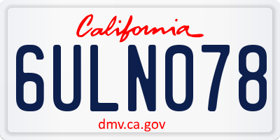 CA license plate 6ULN078