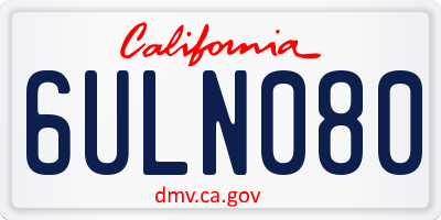 CA license plate 6ULN080