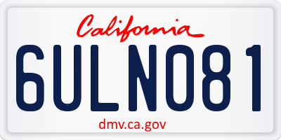 CA license plate 6ULN081