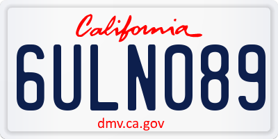 CA license plate 6ULN089