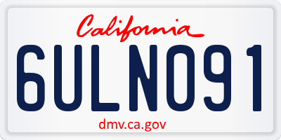 CA license plate 6ULN091