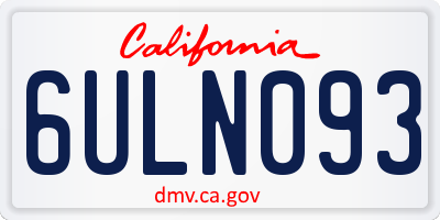 CA license plate 6ULN093