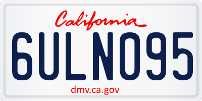 CA license plate 6ULN095