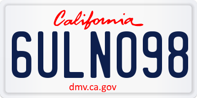 CA license plate 6ULN098