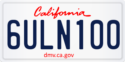 CA license plate 6ULN100