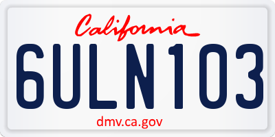 CA license plate 6ULN103