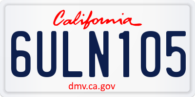 CA license plate 6ULN105
