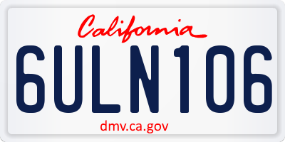 CA license plate 6ULN106