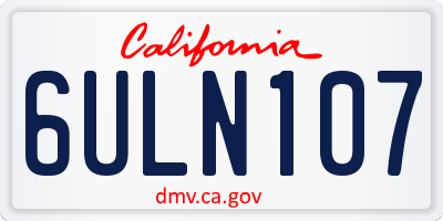 CA license plate 6ULN107
