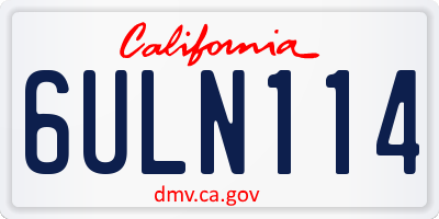 CA license plate 6ULN114