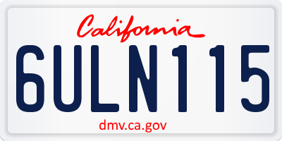 CA license plate 6ULN115