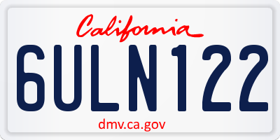 CA license plate 6ULN122