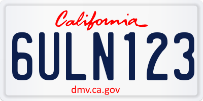 CA license plate 6ULN123