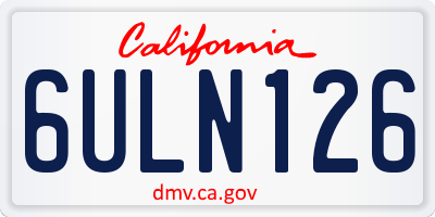 CA license plate 6ULN126