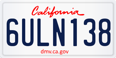 CA license plate 6ULN138
