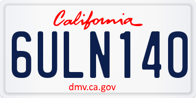 CA license plate 6ULN140