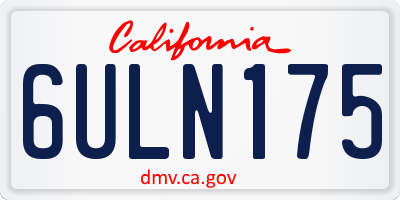 CA license plate 6ULN175