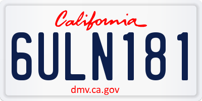 CA license plate 6ULN181